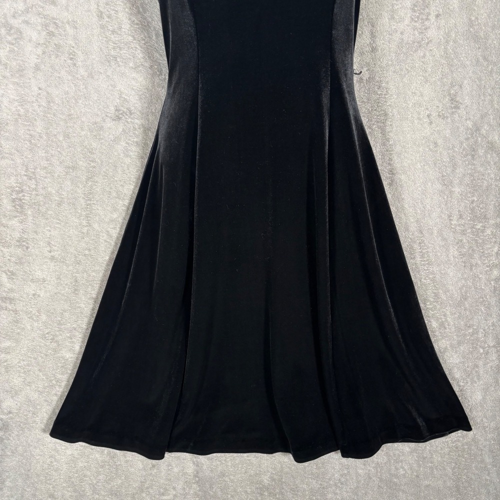 Betsey Johnson Vintage Black Velvet Lace Fit & Flare Dress Square Neck S Witchy - Picture 7 of 13
